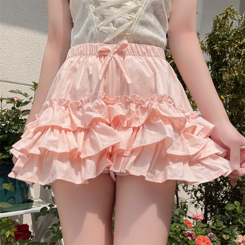 Daily Lolita Bloomers Anti-Exposure Pink Ruffle Safety Shorts - Image 5