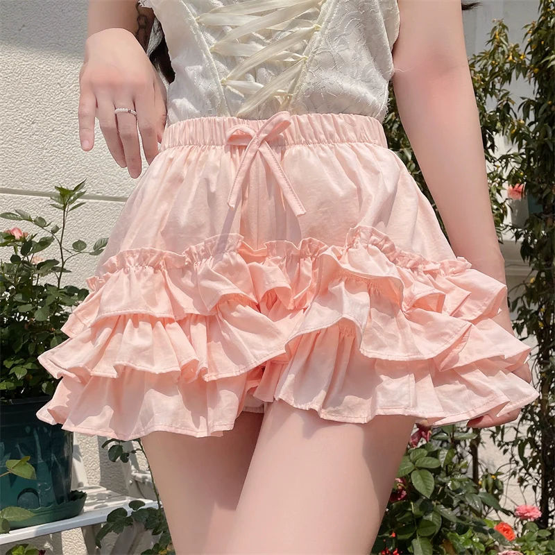 Daily Lolita Bloomers Anti-Exposure Pink Ruffle Safety Shorts - Image 6