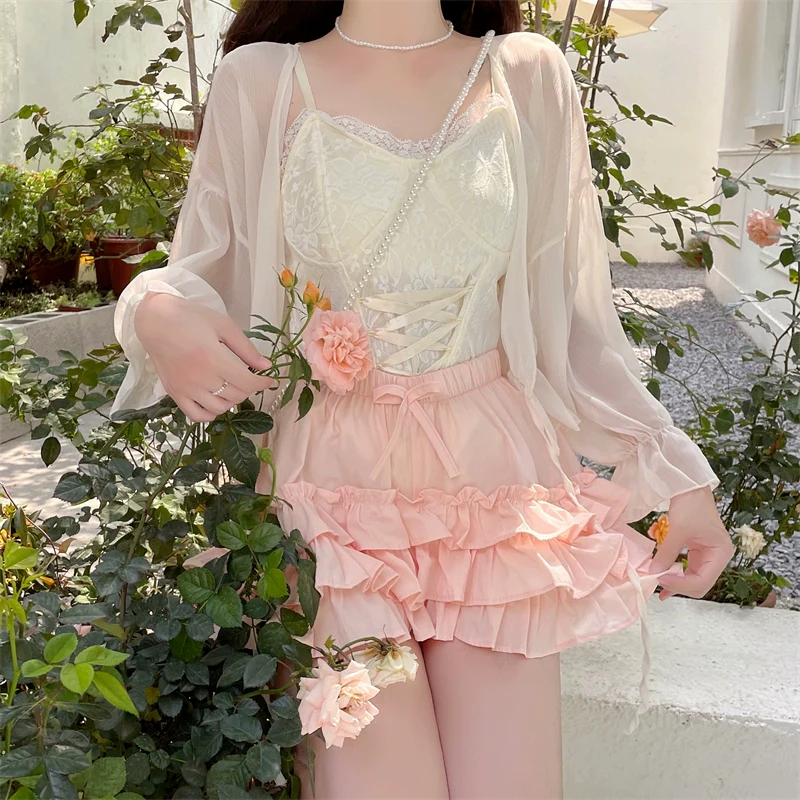 Daily Lolita Bloomers Anti-Exposure Pink Ruffle Safety Shorts - Image 7