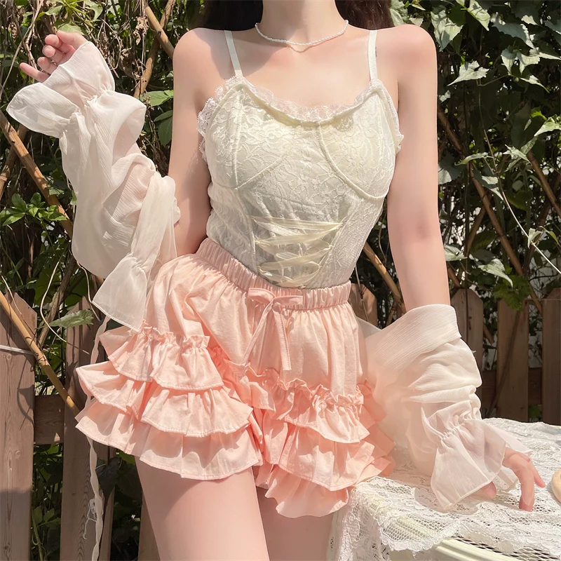 Daily Lolita Bloomers Anti-Exposure Pink Ruffle Safety Shorts - Image 8