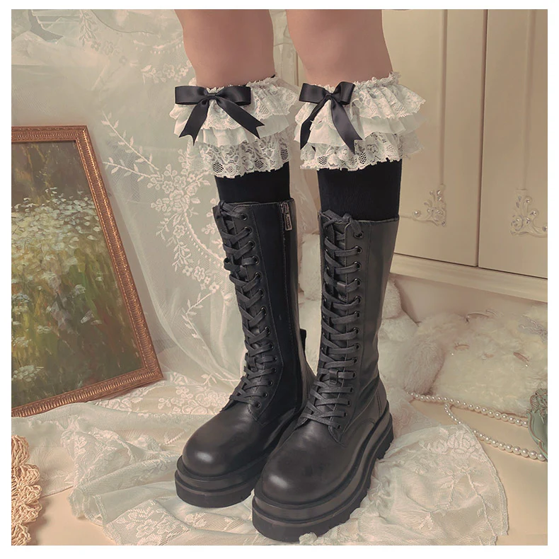 Lolita Bow Cotton Socks Lace Socks - Image 11