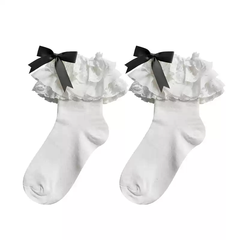 Lolita Bow Cotton Socks Lace Socks - Image 15