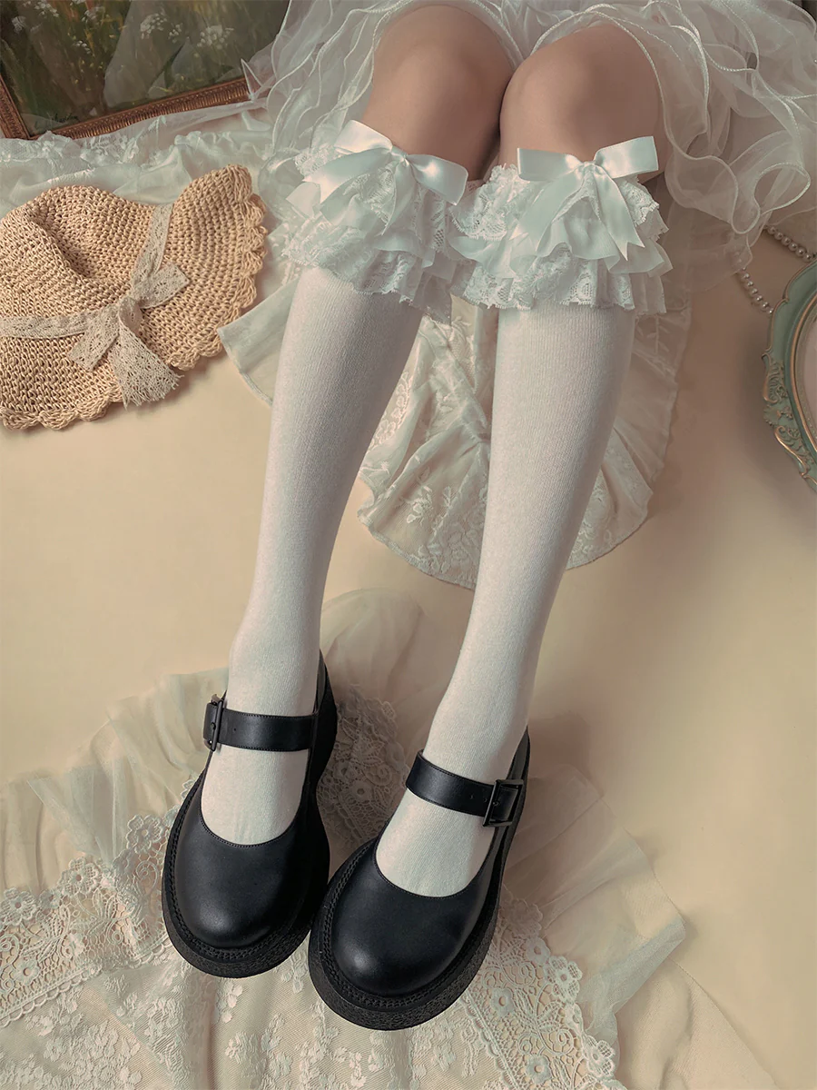 Lolita Bow Cotton Socks Lace Socks - Image 3