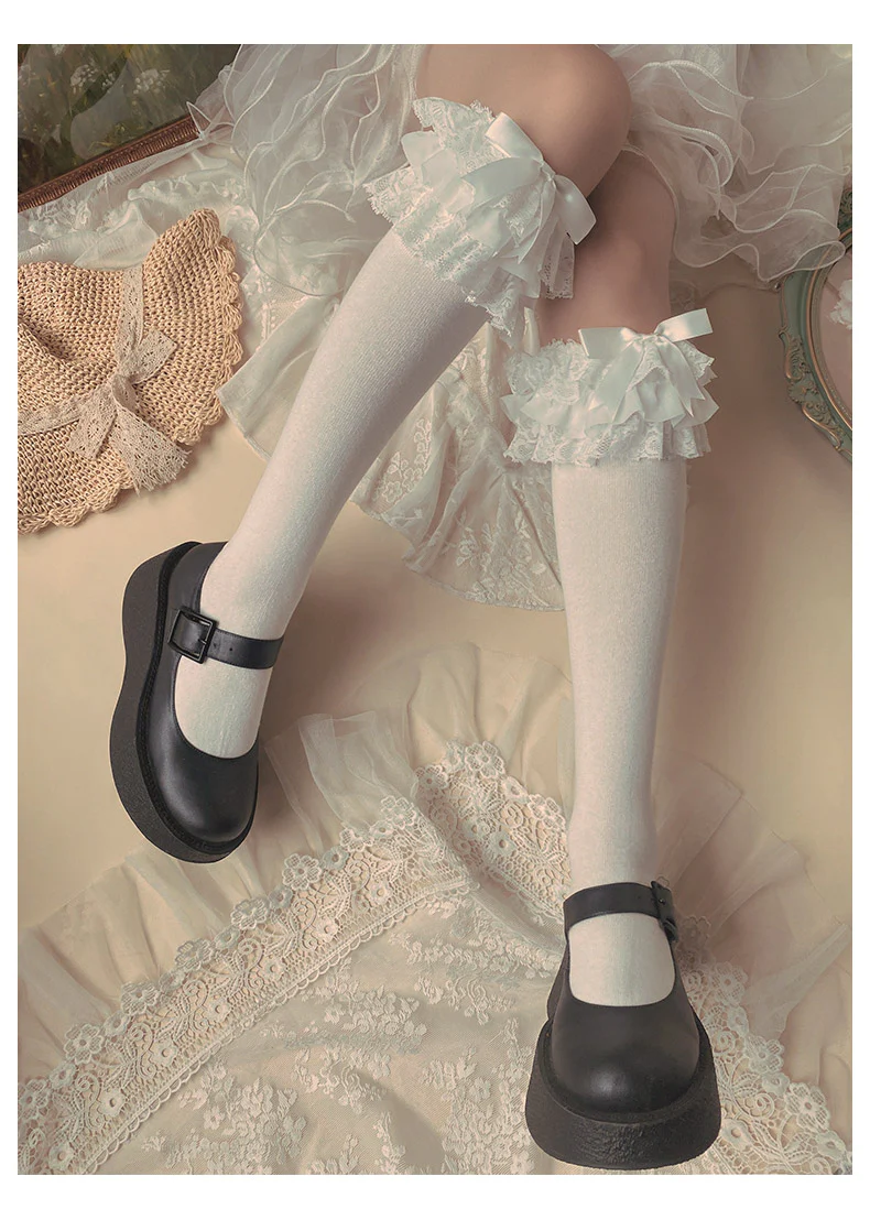 Lolita Bow Cotton Socks Lace Socks - Image 9