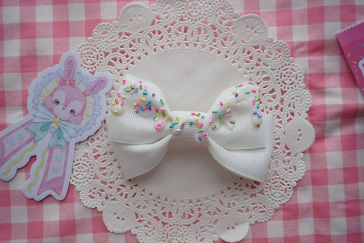 Handmade Sweet Lolita Bow Hair Clip Cute Imitation Cream Cake - Image 10