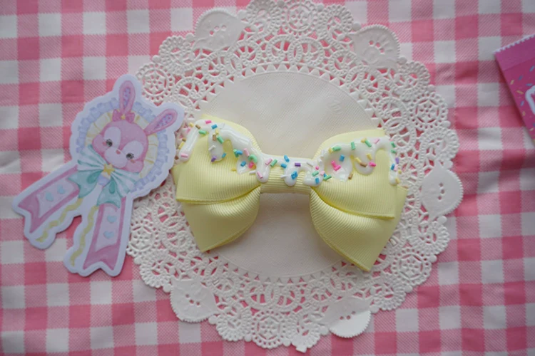 Handmade Sweet Lolita Bow Hair Clip Cute Imitation Cream Cake - Image 11