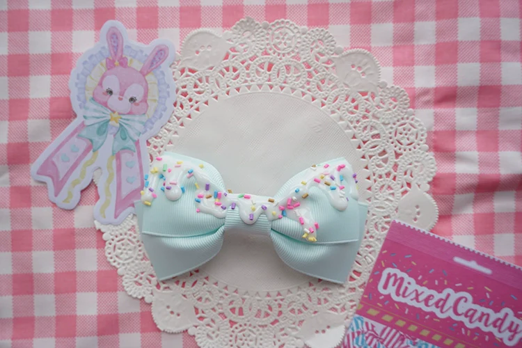 Handmade Sweet Lolita Bow Hair Clip Cute Imitation Cream Cake - Image 12
