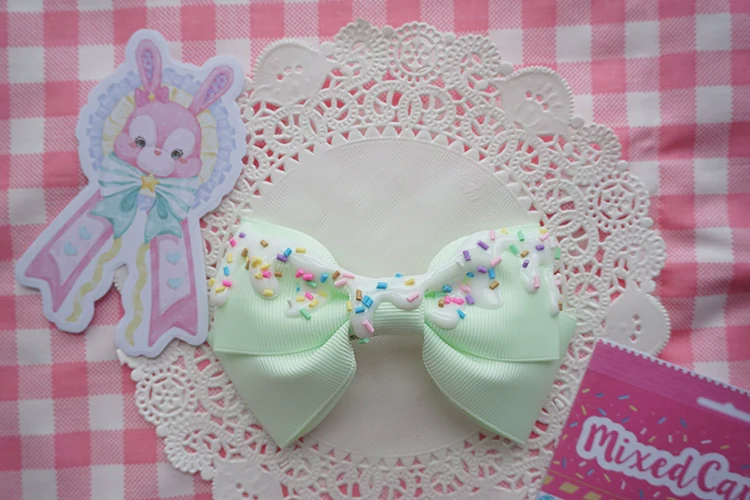 Handmade Sweet Lolita Bow Hair Clip Cute Imitation Cream Cake - Image 13