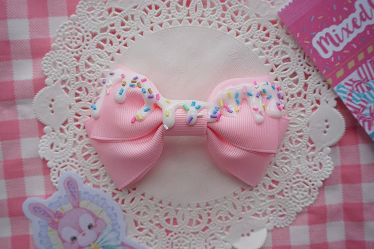 Handmade Sweet Lolita Bow Hair Clip Cute Imitation Cream Cake - Image 14