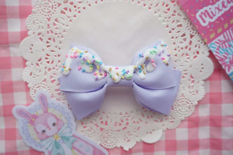 Handmade Sweet Lolita Bow Hair Clip Cute Imitation Cream Cake - Image 15