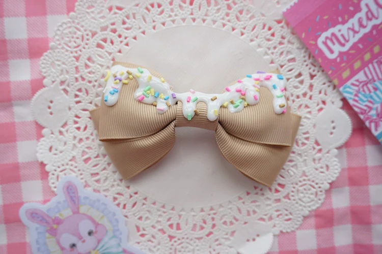 Handmade Sweet Lolita Bow Hair Clip Cute Imitation Cream Cake - Image 16