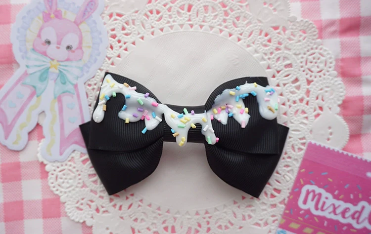 Handmade Sweet Lolita Bow Hair Clip Cute Imitation Cream Cake - Image 19