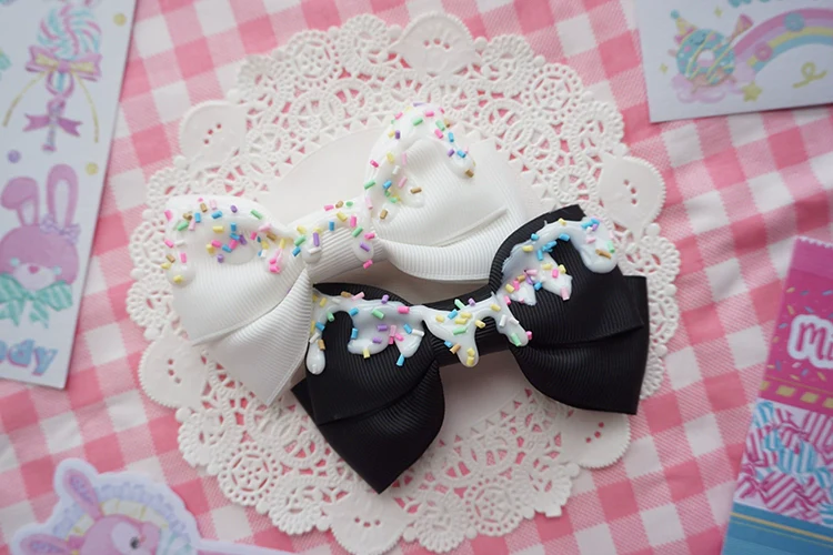 Handmade Sweet Lolita Bow Hair Clip Cute Imitation Cream Cake - Image 8