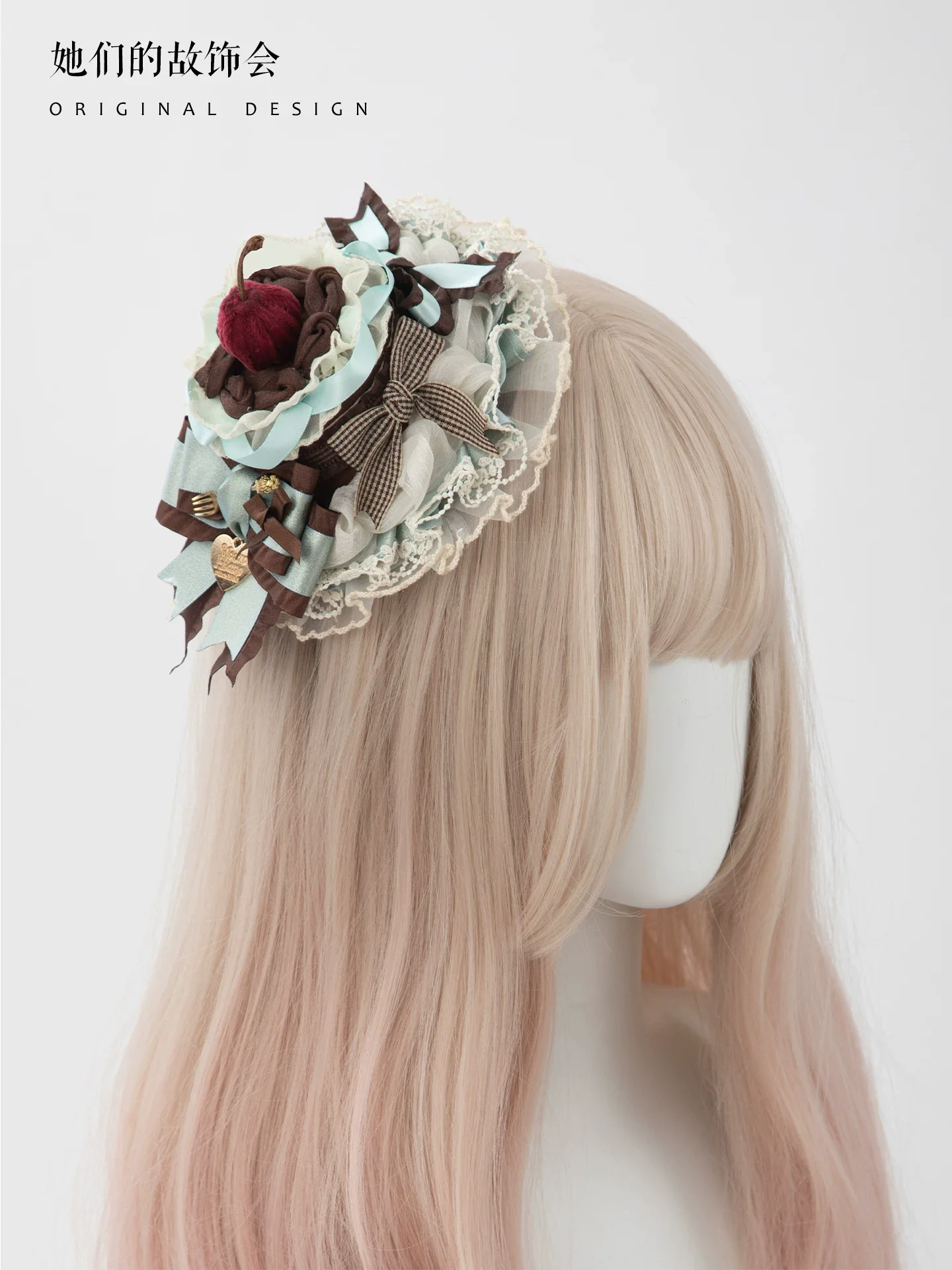 Mint Chocolate Puff - Lolita Cake Inspired Mini Top Hat, Large Bow KC - Image 4