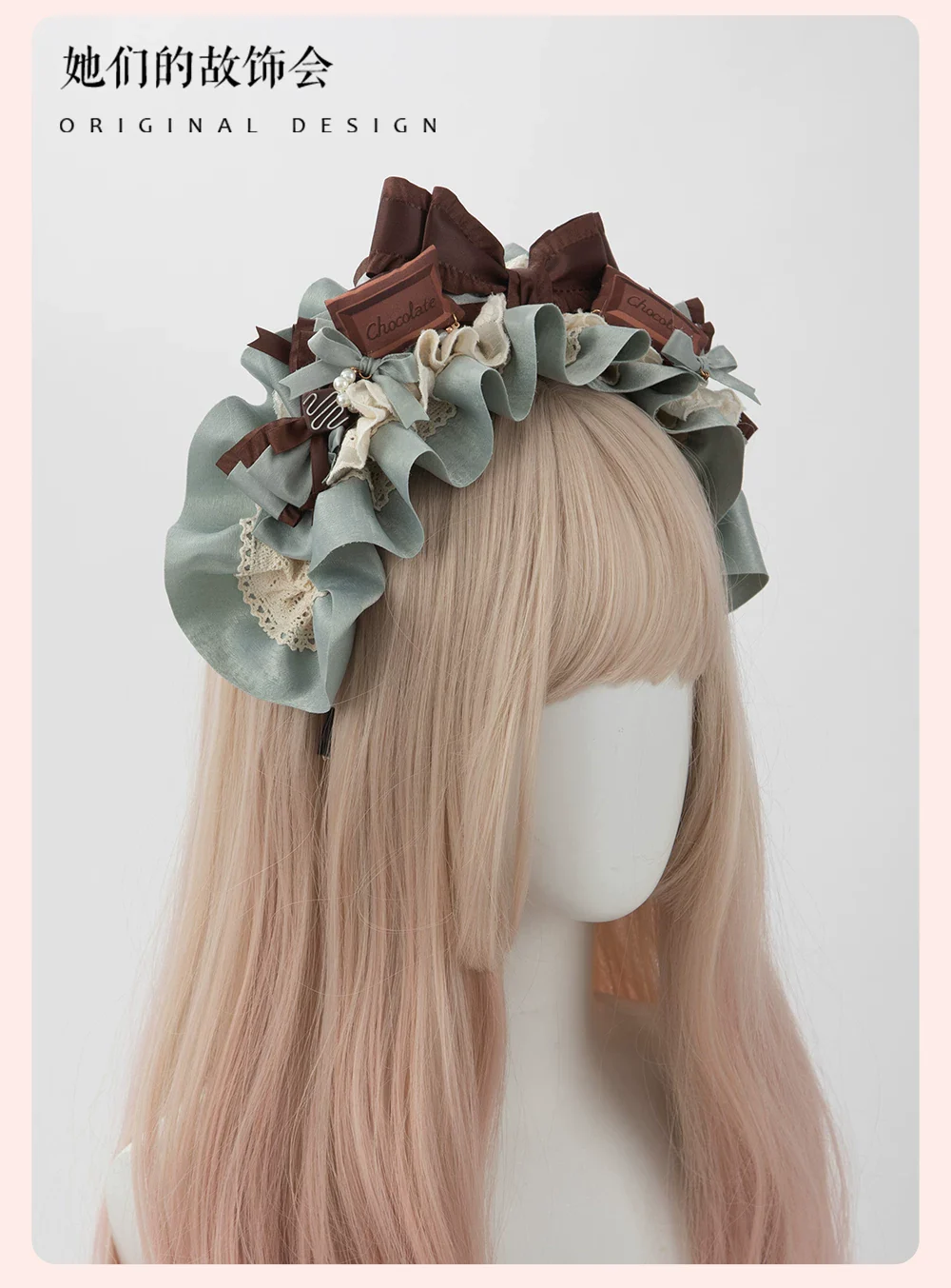 Mint Chocolate Puff - Lolita Cake Inspired Mini Top Hat, Large Bow KC - Image 6
