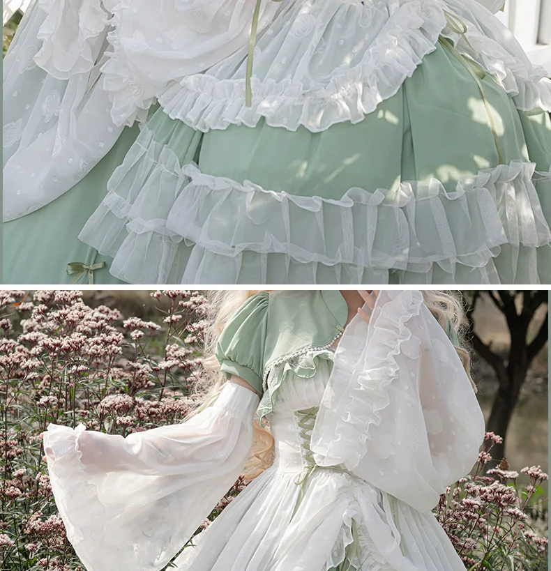 Daydream Whisper - Toting Basil - Wedding Lolita Dress Accessories Bolero Necklace Cuffs Side Clip - Image 9