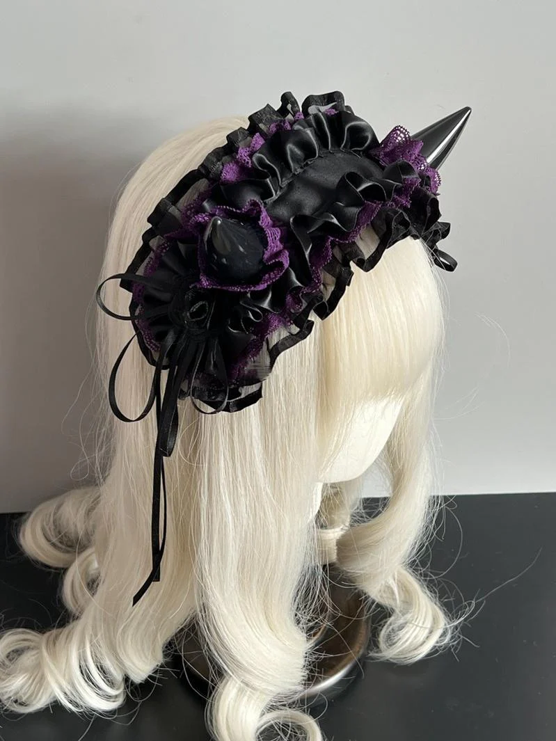 Gothic Lolita Halloween KC Devil Horn Hairband Customizable Color - Image 10