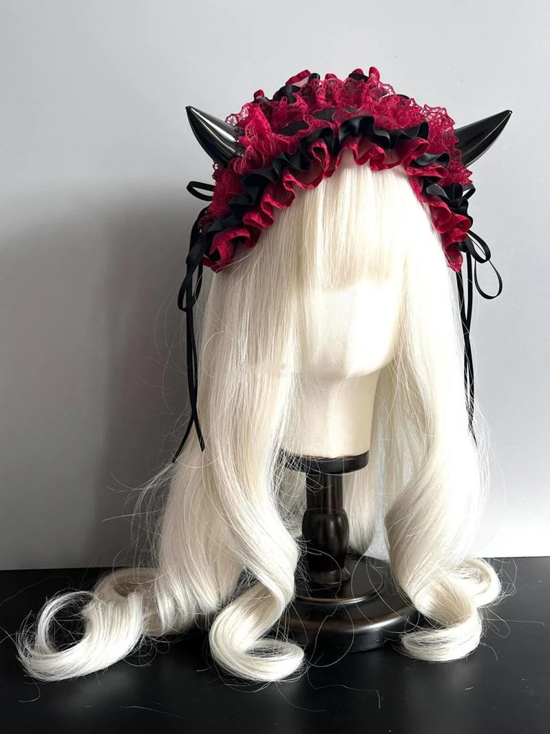 Gothic Lolita Halloween KC Devil Horn Hairband Customizable Color - Image 15
