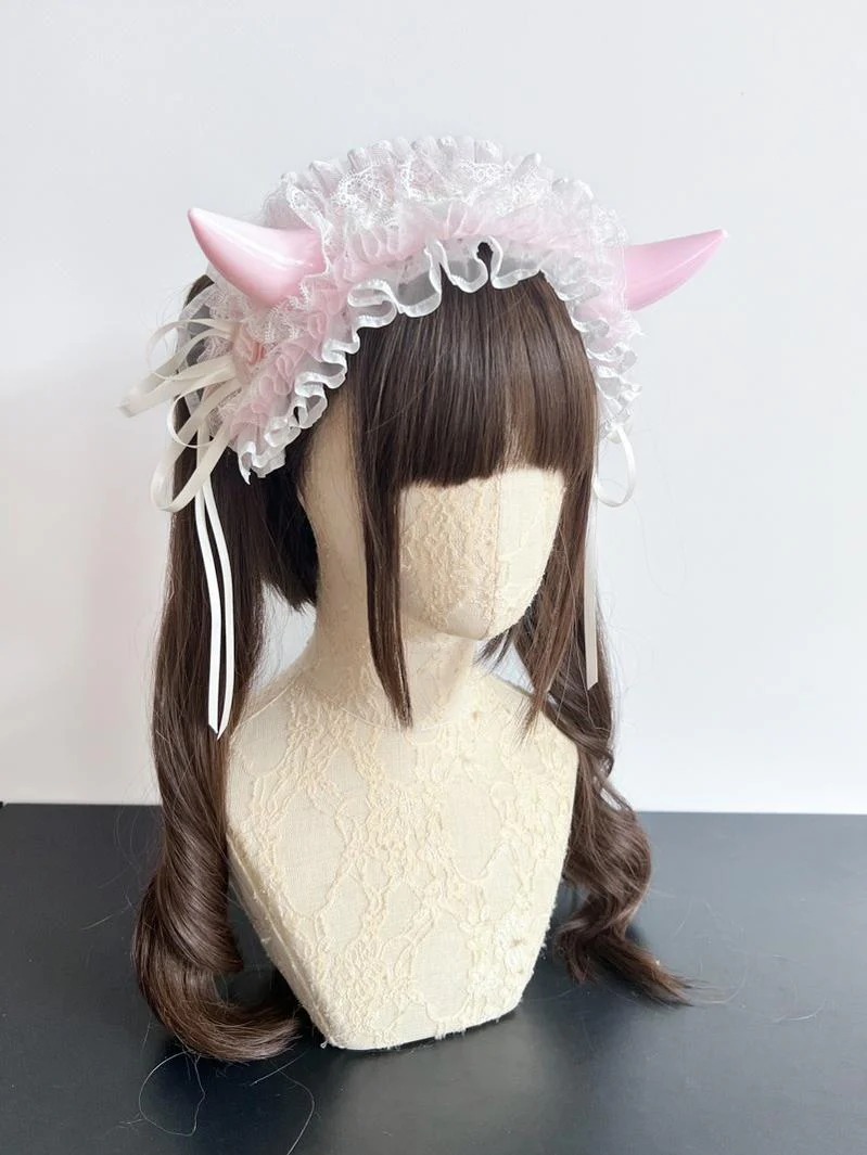 Gothic Lolita Halloween KC Devil Horn Hairband Customizable Color - Image 18