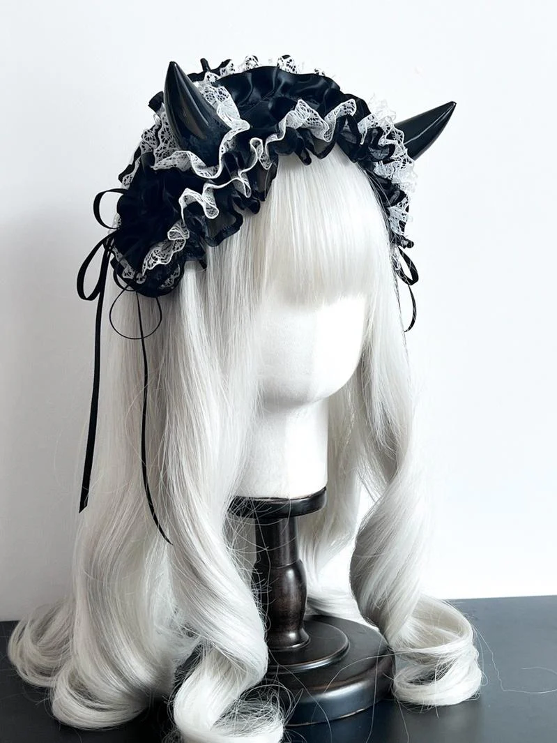 Gothic Lolita Halloween KC Devil Horn Hairband Customizable Color - Image 19