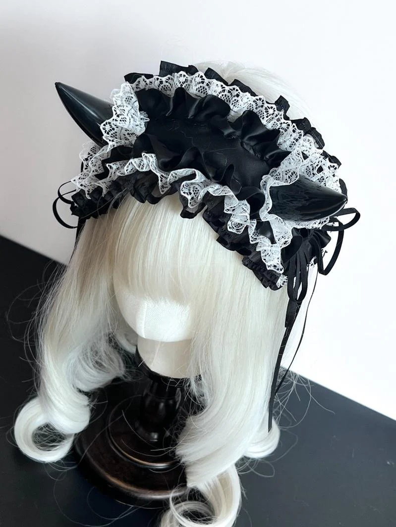 Gothic Lolita Halloween KC Devil Horn Hairband Customizable Color - Image 21