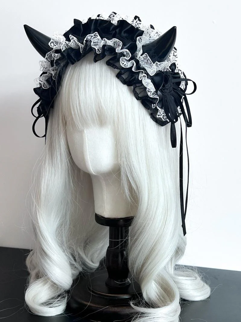 Gothic Lolita Halloween KC Devil Horn Hairband Customizable Color - Image 22