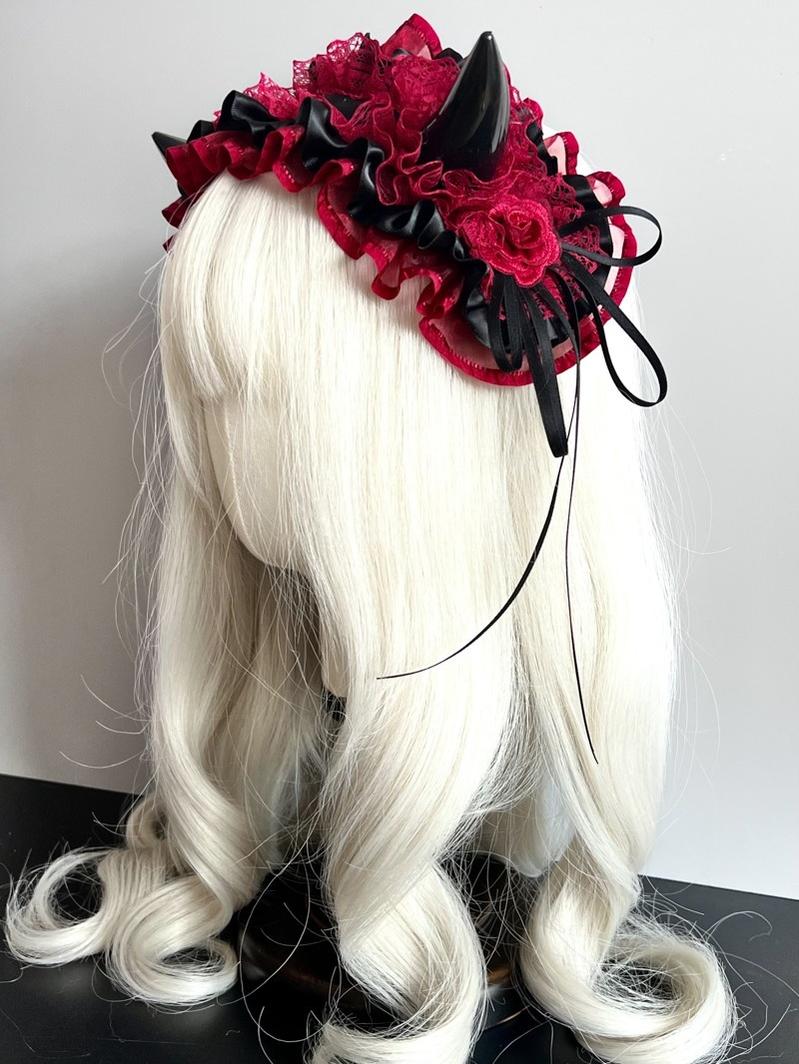 Gothic Lolita Halloween KC Devil Horn Hairband Customizable Color - Image 23