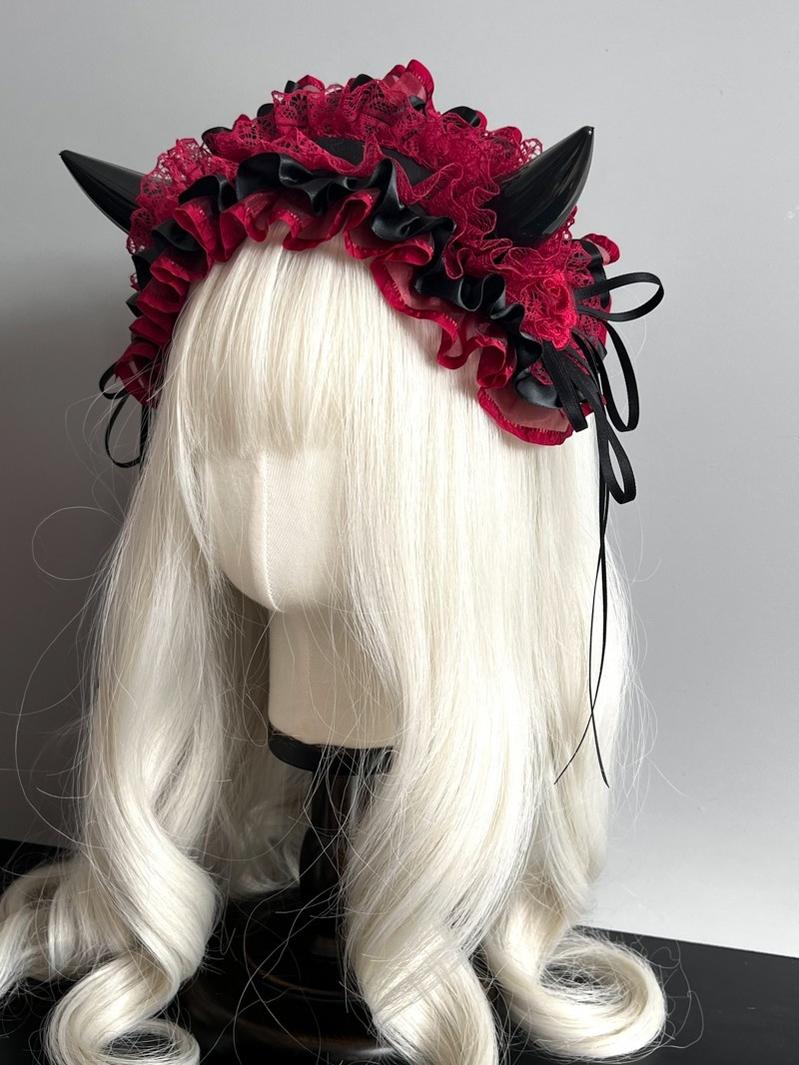 Gothic Lolita Halloween KC Devil Horn Hairband Customizable Color - Image 24