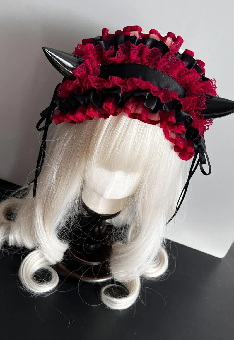 Gothic Lolita Halloween KC Devil Horn Hairband Customizable Color - Image 25