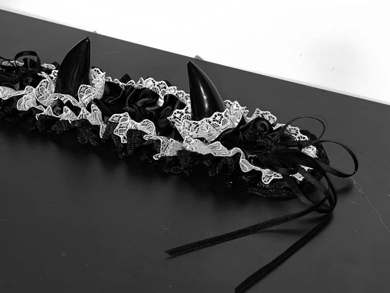 Gothic Lolita Halloween KC Devil Horn Hairband Customizable Color - Image 33