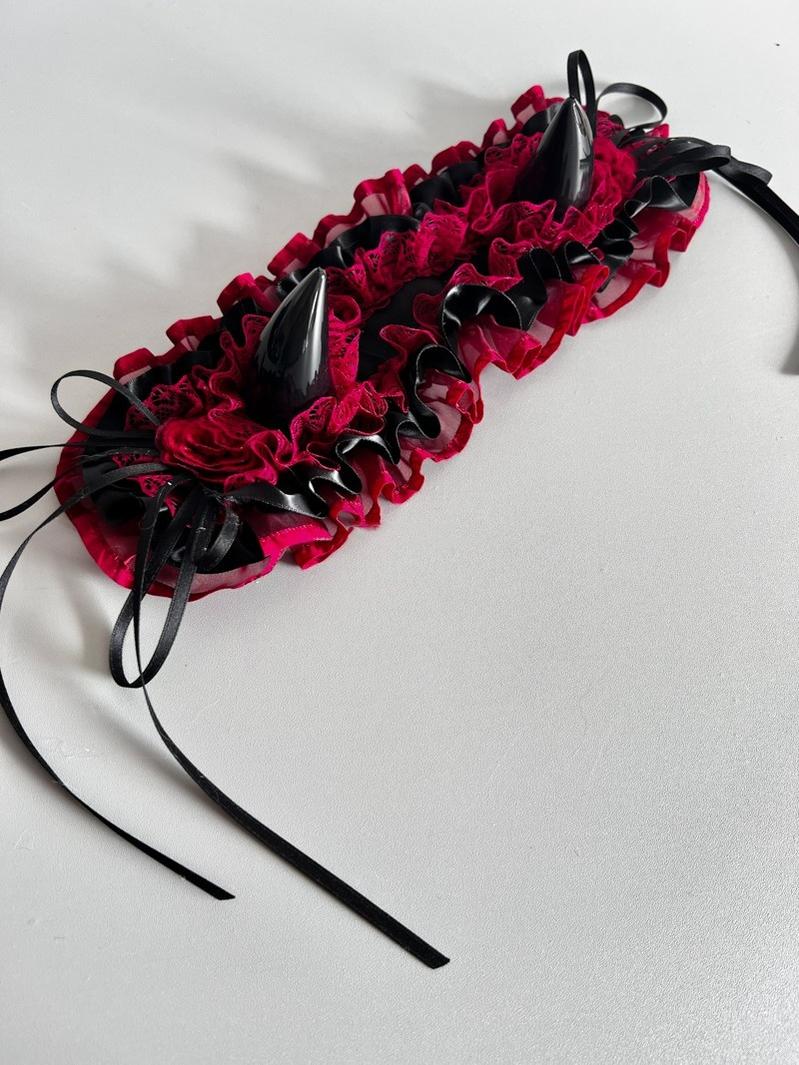 Gothic Lolita Halloween KC Devil Horn Hairband Customizable Color - Image 41