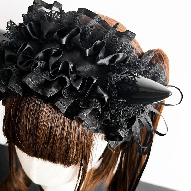 Gothic Lolita Halloween KC Devil Horn Hairband Customizable Color - Image 5
