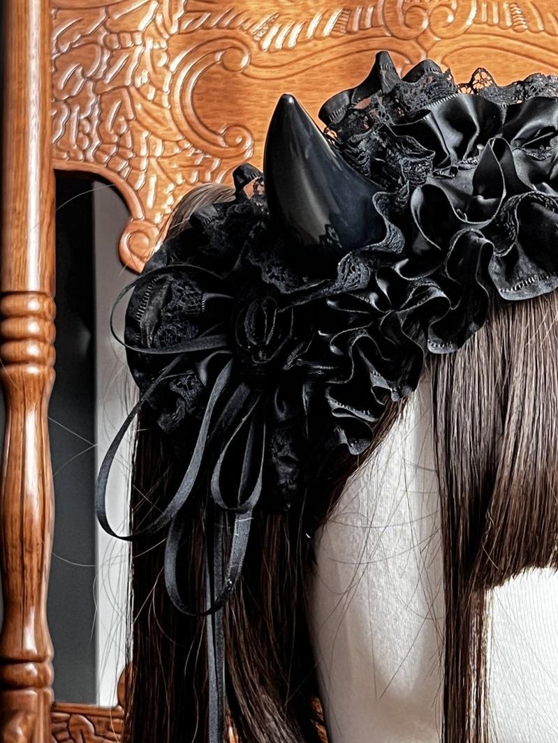Gothic Lolita Halloween KC Devil Horn Hairband Customizable Color - Image 6