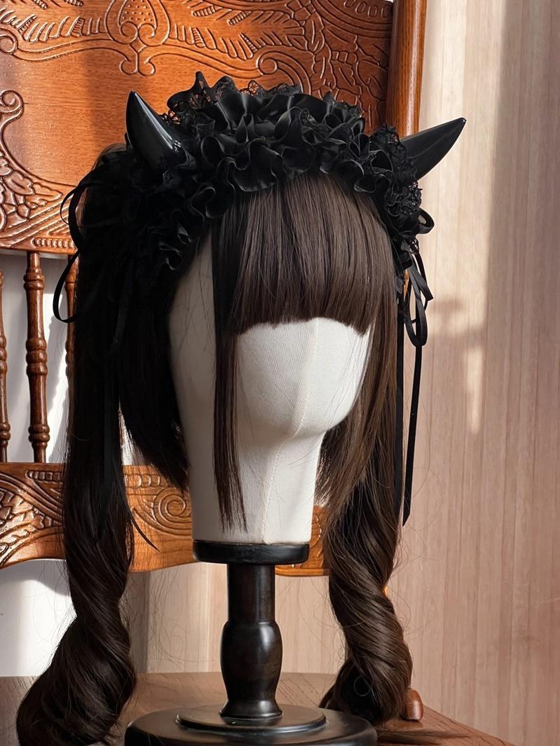 Gothic Lolita Halloween KC Devil Horn Hairband Customizable Color - Image 7