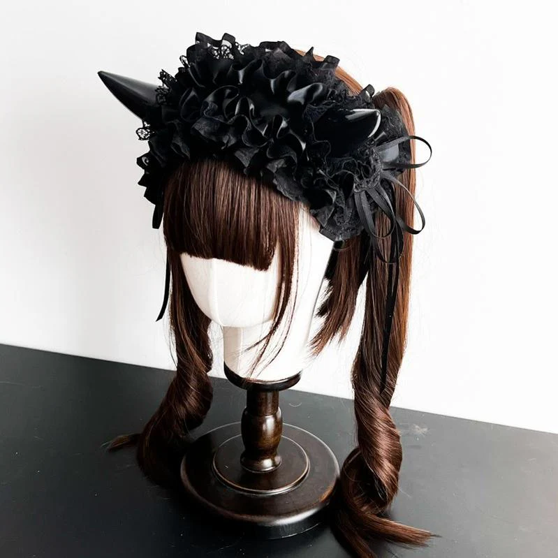 Gothic Lolita Halloween KC Devil Horn Hairband Customizable Color - Image 8