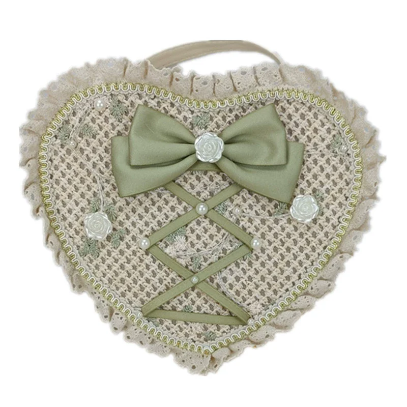 Sweet Lolita Handbag Handmade Woven Heart Shape Crossbody Bag - Image 5