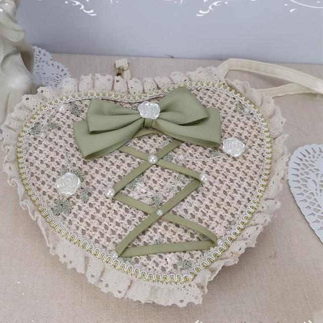Sweet Lolita Handbag Handmade Woven Heart Shape Crossbody Bag - Image 6