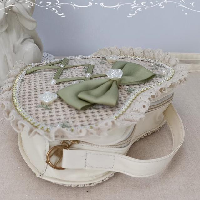 Sweet Lolita Handbag Handmade Woven Heart Shape Crossbody Bag - Image 8