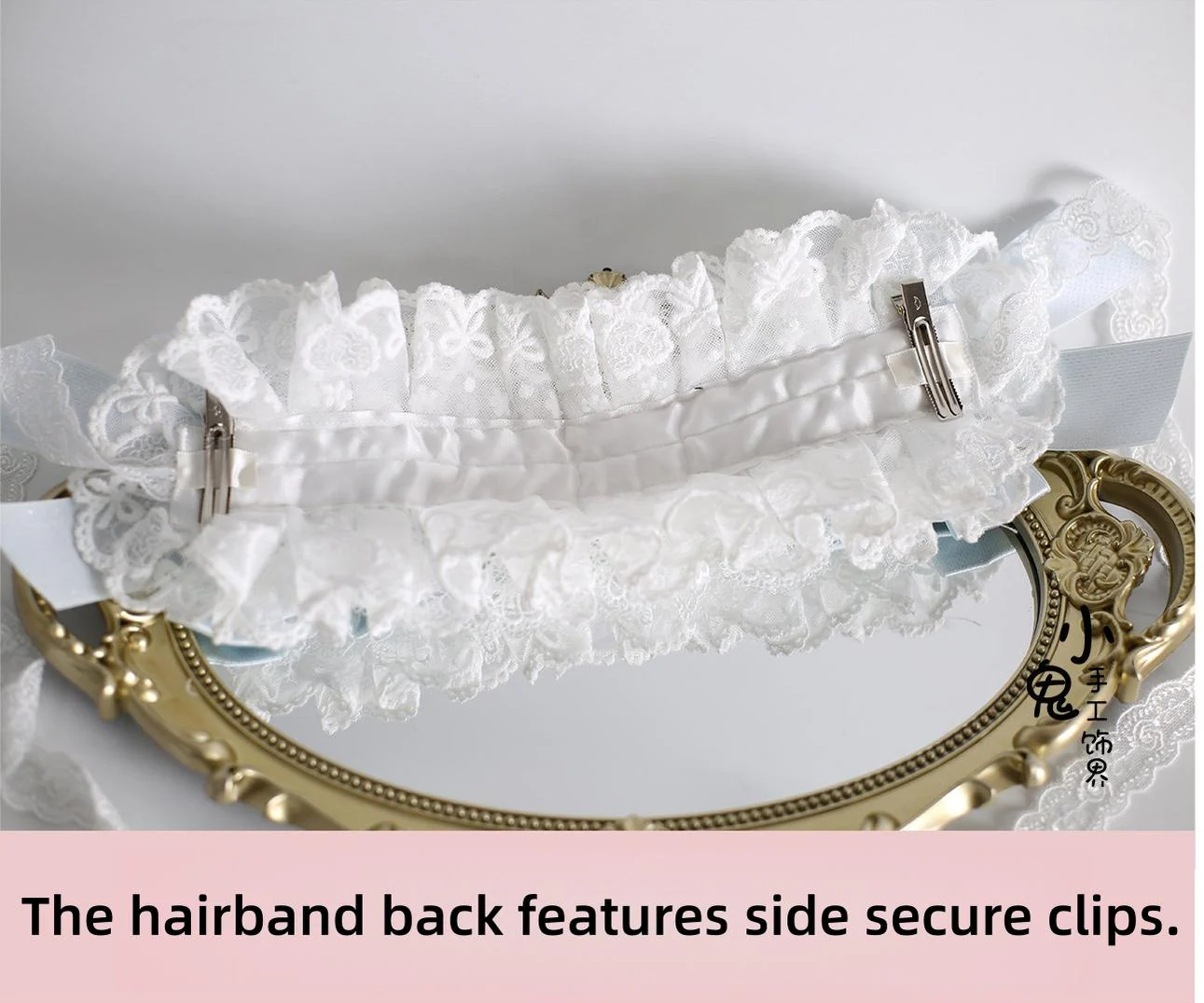 Lolita Headdress, Bunny Ear KC, Embroidered Lace - Image 15