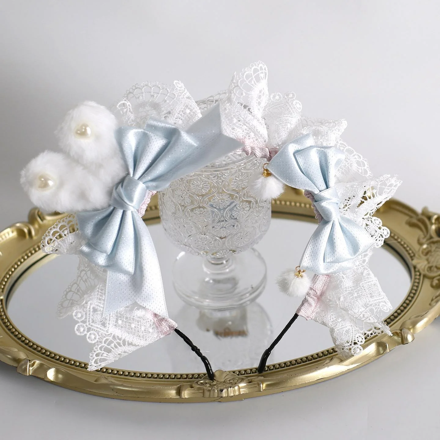 Lolita Headdress, Bunny Ear KC, Embroidered Lace - Image 19