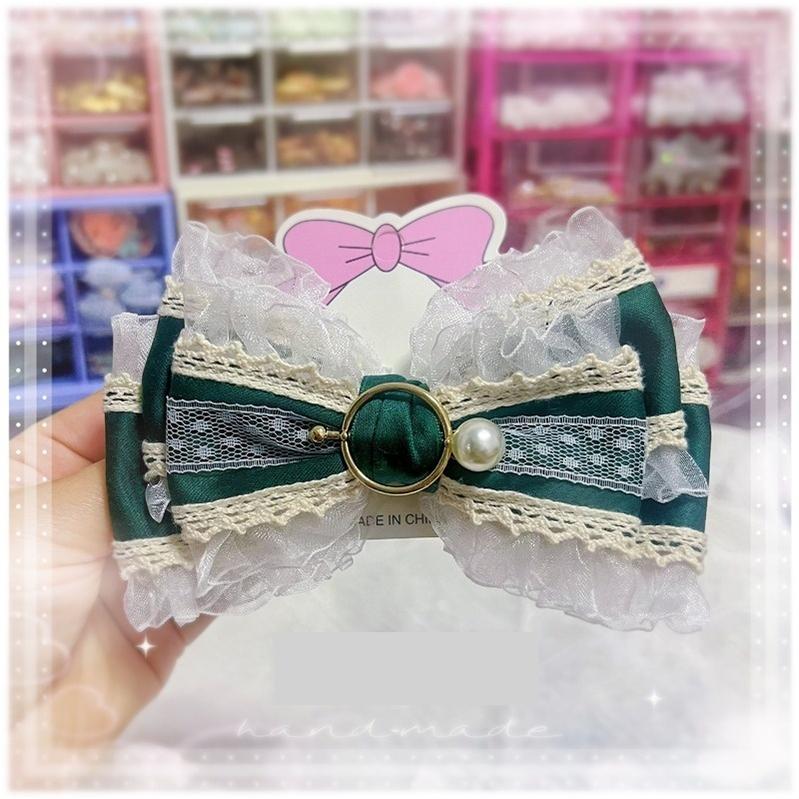 MoXiaoqing Handmade - Elegant Lolita HeaddressDark Green Butterfly Hair Accessory Choker - Image 14