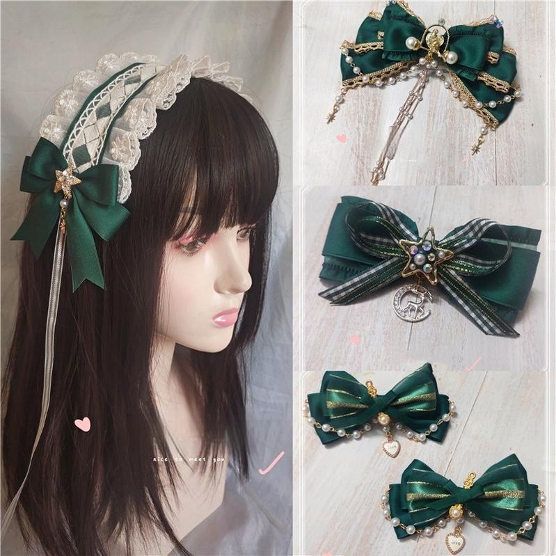 MoXiaoqing Handmade - Elegant Lolita HeaddressDark Green Butterfly Hair Accessory Choker - Image 15