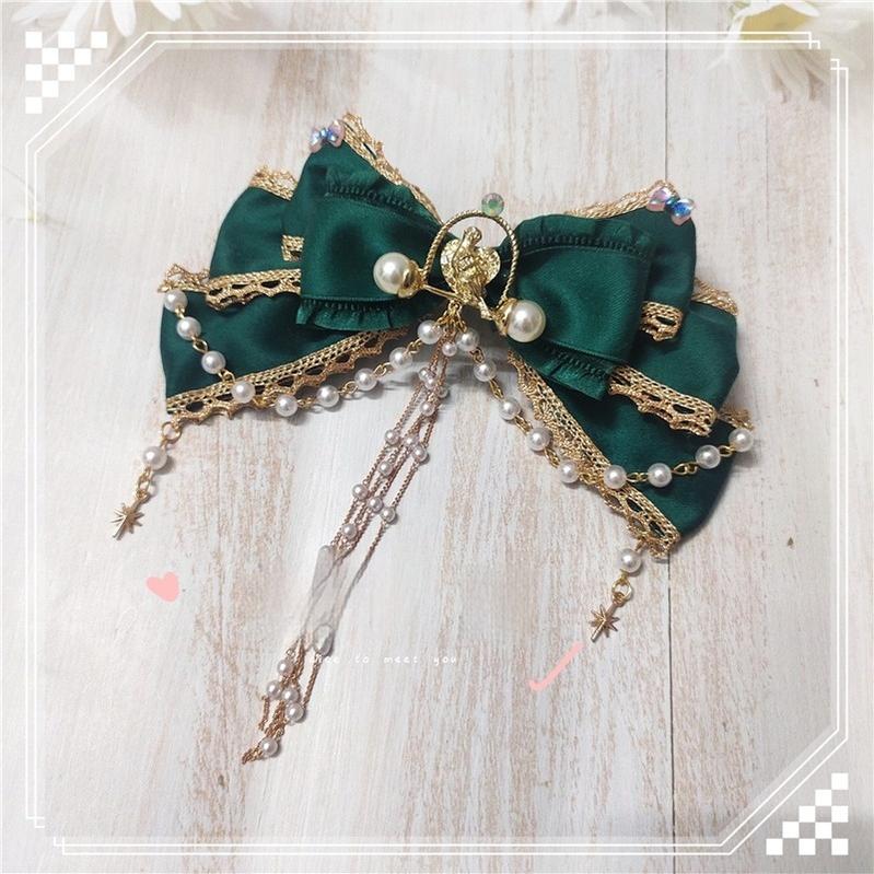 MoXiaoqing Handmade - Elegant Lolita HeaddressDark Green Butterfly Hair Accessory Choker - Image 2