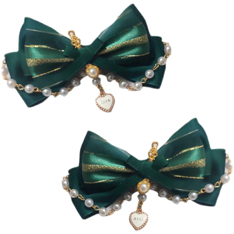 MoXiaoqing Handmade - Elegant Lolita HeaddressDark Green Butterfly Hair Accessory Choker - Image 4