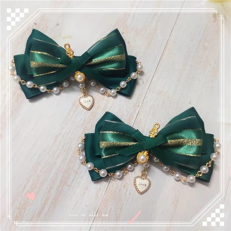 MoXiaoqing Handmade - Elegant Lolita HeaddressDark Green Butterfly Hair Accessory Choker - Image 6