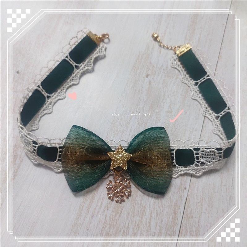 MoXiaoqing Handmade - Elegant Lolita HeaddressDark Green Butterfly Hair Accessory Choker - Image 9