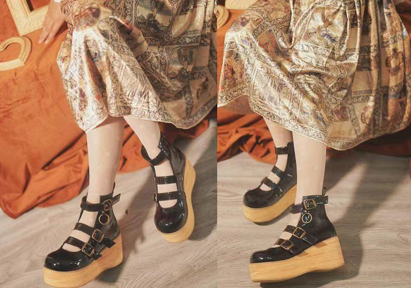 MODO - Retro Lolita Platform Shoes Round Toe Thick Sole - Image 6