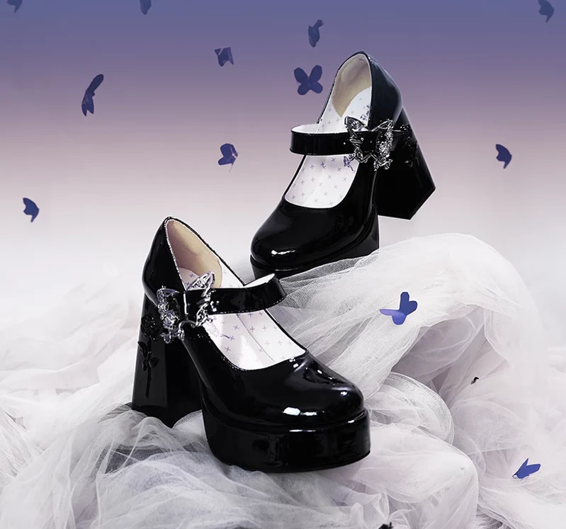 Dreamland - The cycle of all things - Lolita High Platform Shoes with Elegant Butterfly Buckle - Image 4