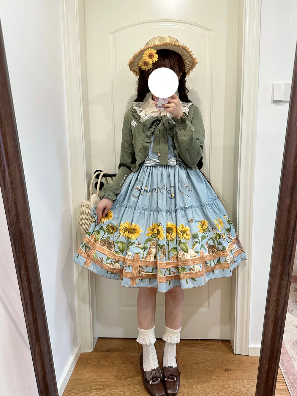 Cat and Sunflower - Sweet Lolita JSK, Cat and Sunflower Print - Image 17