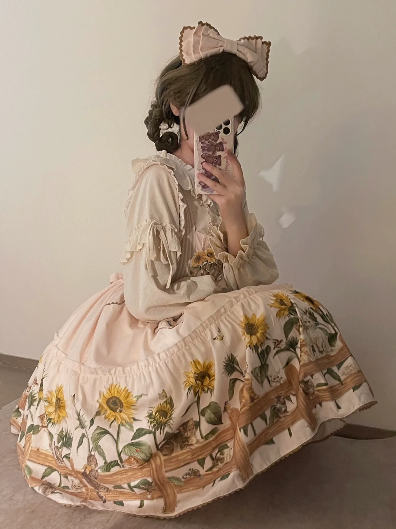 Cat and Sunflower - Sweet Lolita JSK, Cat and Sunflower Print - Image 28